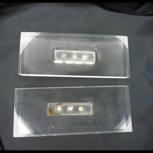 Vintage Lucite Drawer Pulls, Big CLEAR Rectangles, Set of 2 - Picture 7 of 9